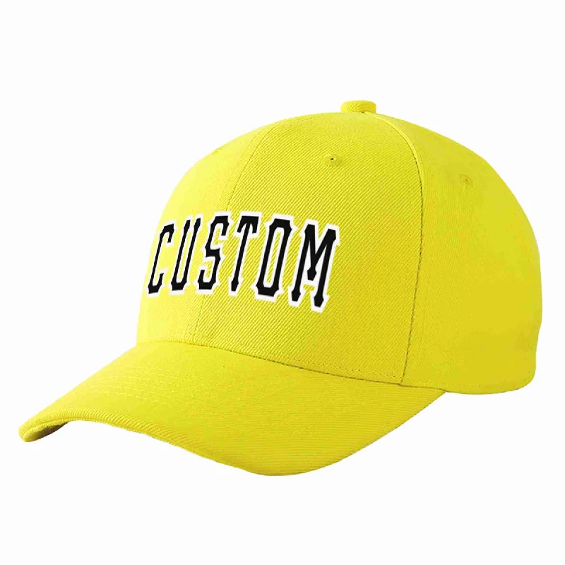 Thanksgiving Baseball Cap-Custom Yellow Black-White Curved Eaves Sport Baseball Cap Design for Men/Women/Youth