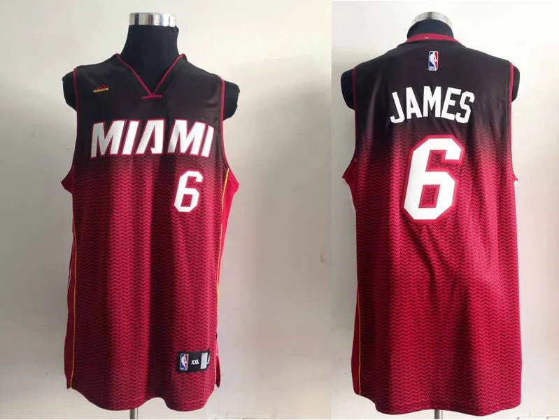 Father's Day Basketball Jersey-Heat 6 James Black And Red Resonate Fashion Swingman Basketball Jersey