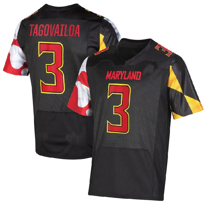 Pro Athlete Football Jersey-M.Terrapins #3 Taulia Tagovailoa Under Armour NIL Replica  Black Football Jersey Stitched American College Jerseys