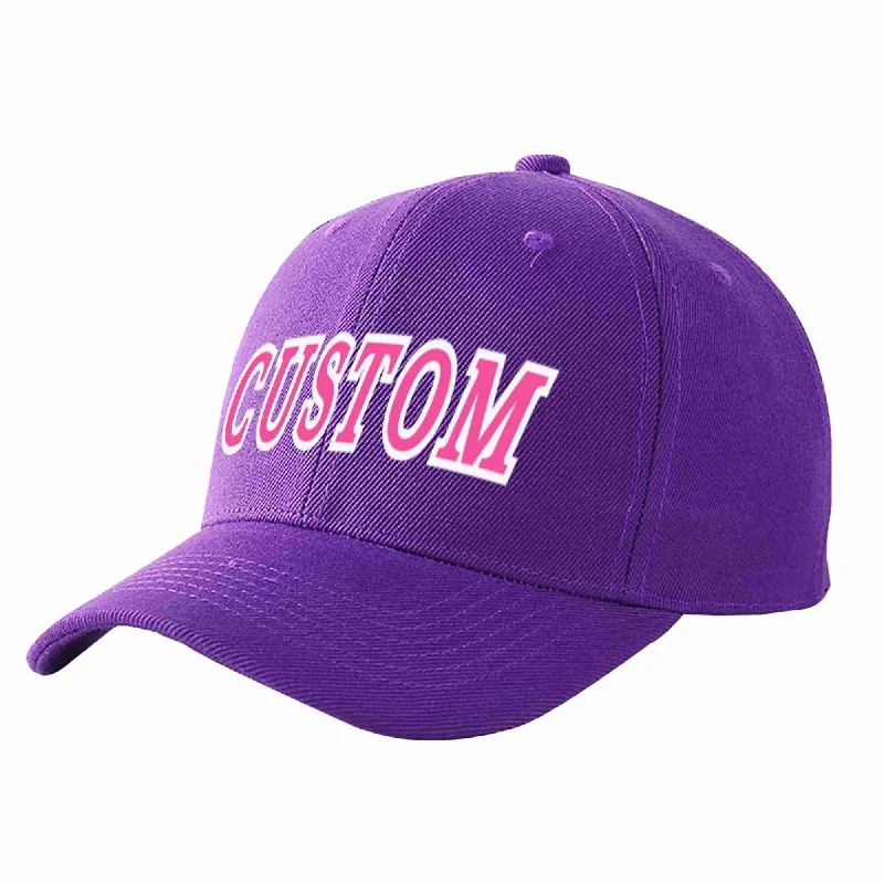 Adjustable Baseball Cap-Custom Purple Pink-White Curved Eaves Sport Baseball Cap Design for Men/Women/Youth