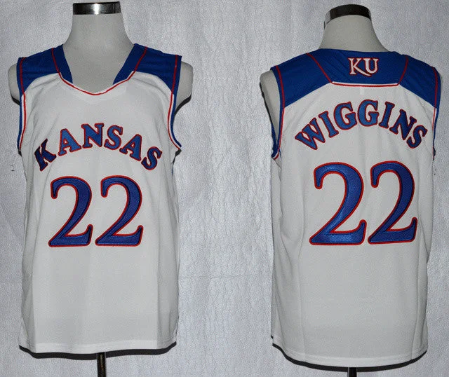 Basketball Collector Jersey-Kansas Jayhawks 22 Andrew Wiggins White College Basketball Jersey