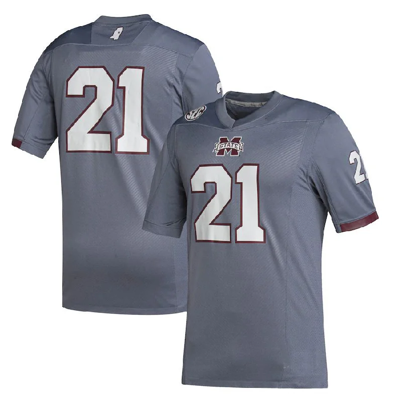 Exclusive Football Jersey-#21 M.State Bulldogs Premier Strategy Jersey  Gray Football Jersey Stitched American College Jerseys