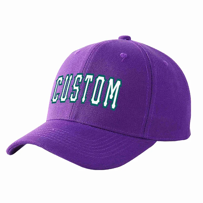 Breathable Mesh Baseball Cap-Custom Purple White-Aqua Curved Eaves Sport Baseball Cap Design for Men/Women/Youth