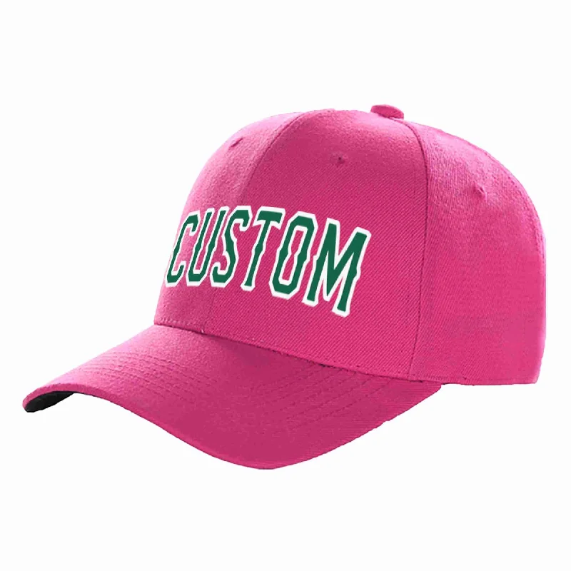 Waterproof Baseball Cap-Custom Rose Red Kelly Green-White Curved Eaves Sport Baseball Cap Design for Men/Women/Youth