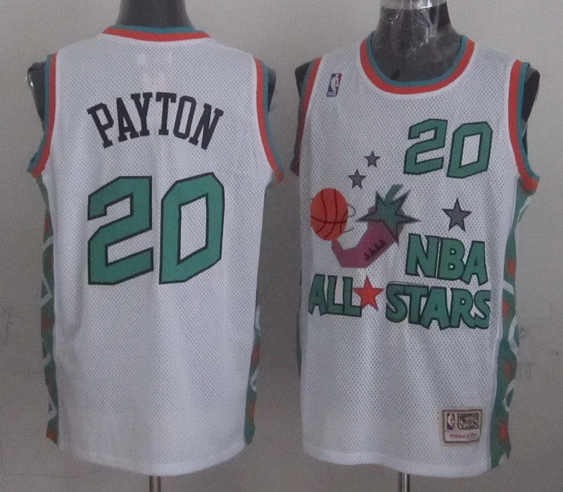 Street Style Basketball Jersey-1996 All Star 20 Payton White Basketball Jerseys