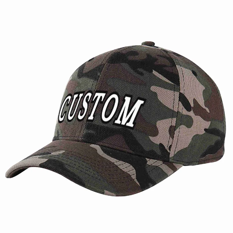 Game Day Baseball Cap-Custom Camo White-Black Curved Eaves Sport Baseball Cap Design for Men/Women/Youth