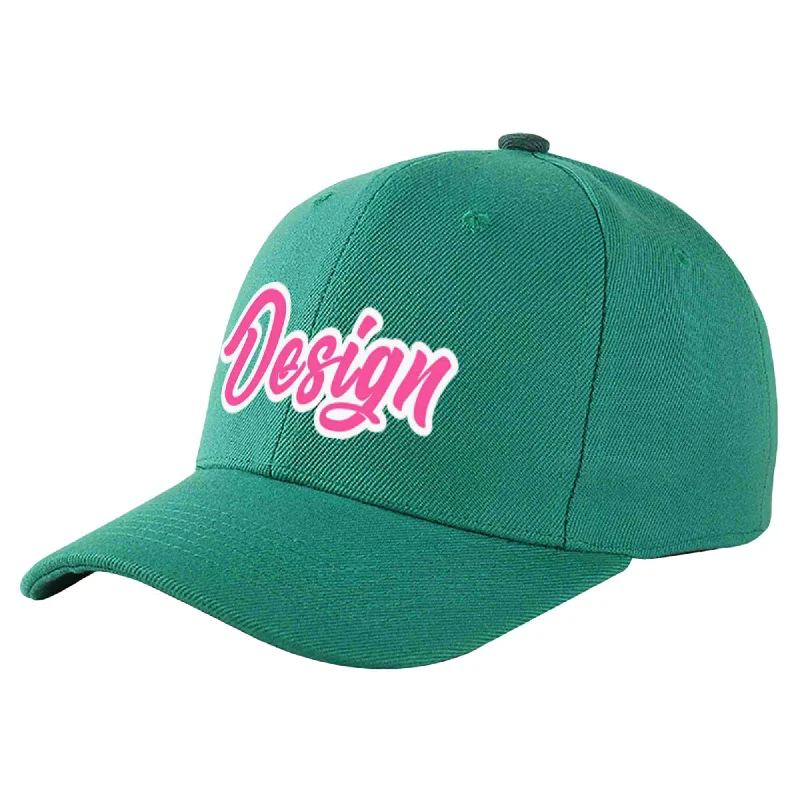 Holiday Baseball Cap-Custom Light Green Pink-White Curved Eaves Sport Design Baseball Cap