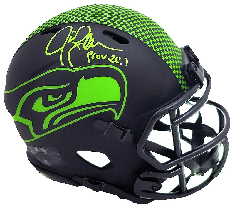 Full Protection Rugby Helmet-Jim Zorn Autographed Seattle Seahawks Eclipse Black Speed Mini Helmet MCS Holo Stock #211073