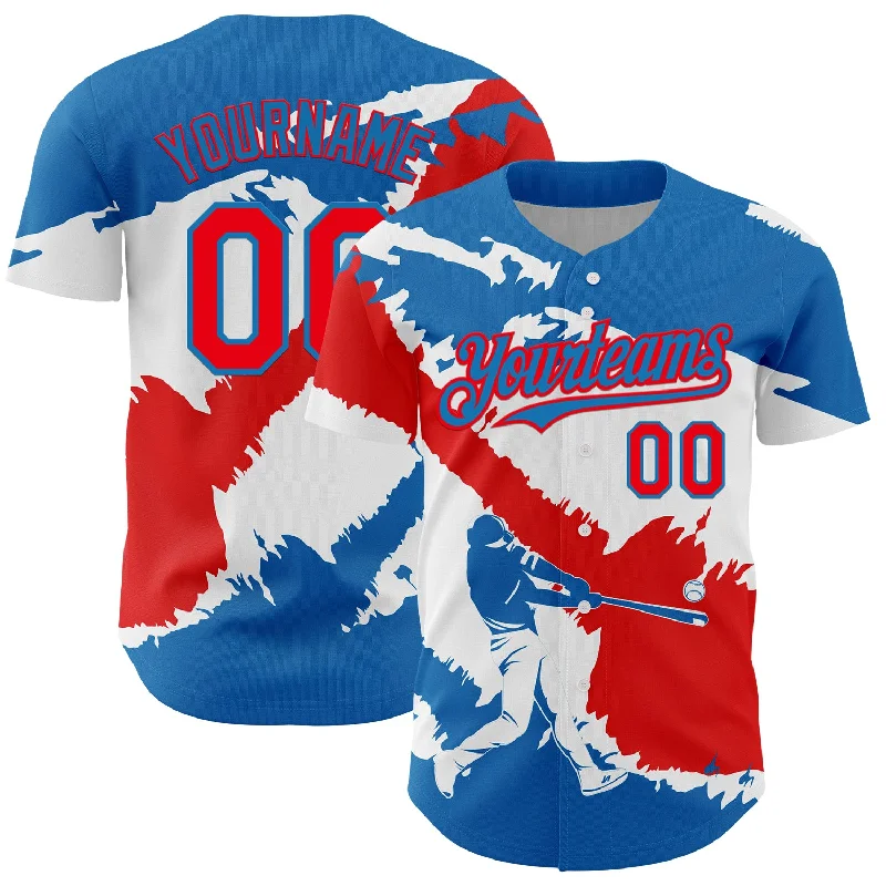 Gold Baseball Jersey-Custom Blue Fire Red-White 3D Panama Panamanian Flag Authentic Baseball Jersey