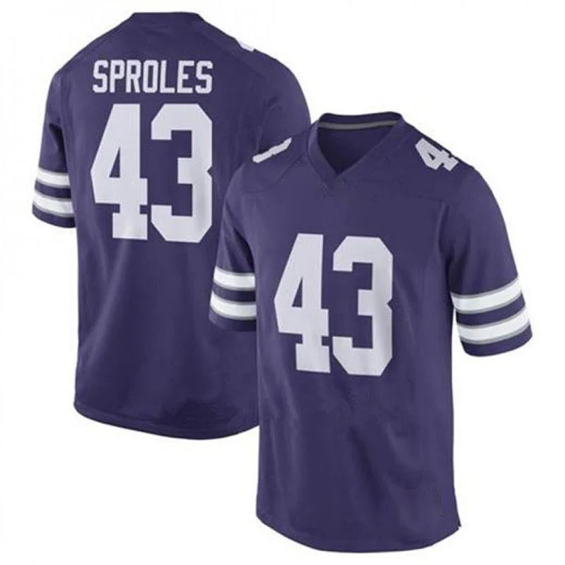 Custom Number Football Jersey-K.State Wildcats #43 Darren Sproles NIL Replica Football Jersey Purple Stitched American College Jerseys