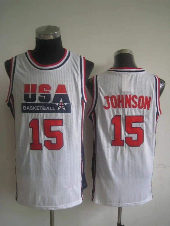 Official Basketball Jersey-USA Basketball 1992 Dream Team 15 Magic Johnson White Basketball Jersey