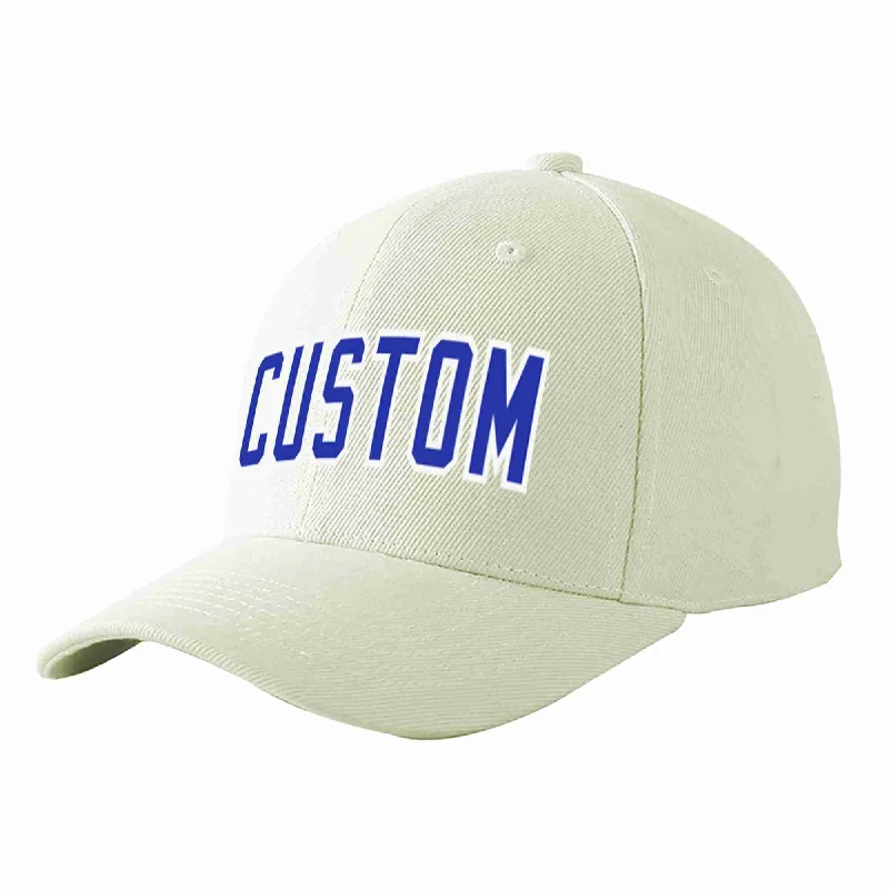 Gardening Baseball Cap-Custom Cream Royal-White Curved Eaves Sport Baseball Cap Design for Men/Women/Youth