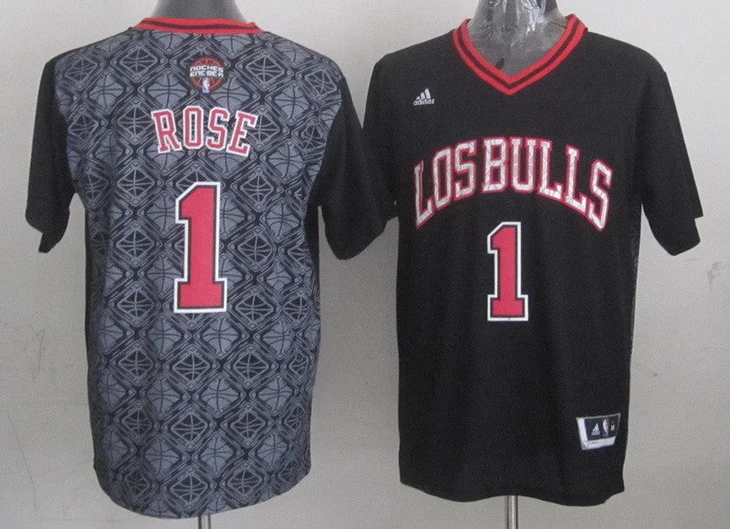 Green Basketball Jersey-Bulls 1 Rose Black 2014 Latin Nights Swingman Basketball Jerseys