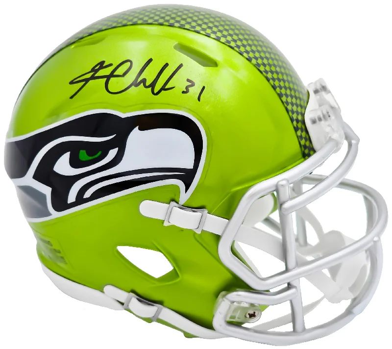 Law Enforcement Rugby Helmet-Kam Chancellor Autographed Seattle Seahawks Flash Green Speed Mini Helmet MCS Holo Stock #220827