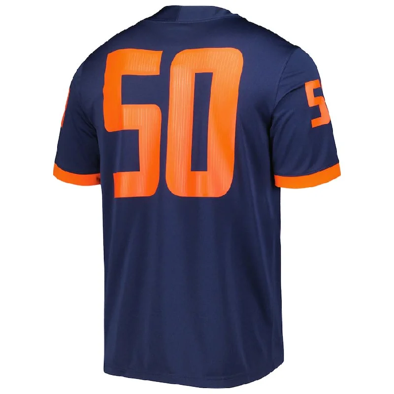 Football Tournament Jersey-#50 I.Fighting Illini Untouchable Football Jersey Navy Stitched American College Jerseys