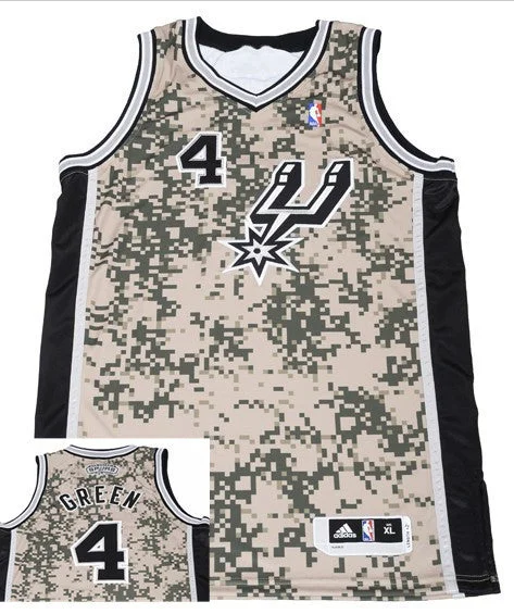 Basketball MVP Jersey-Spurs 4 Green Camo New Revolution 30 Basketball Jerseys