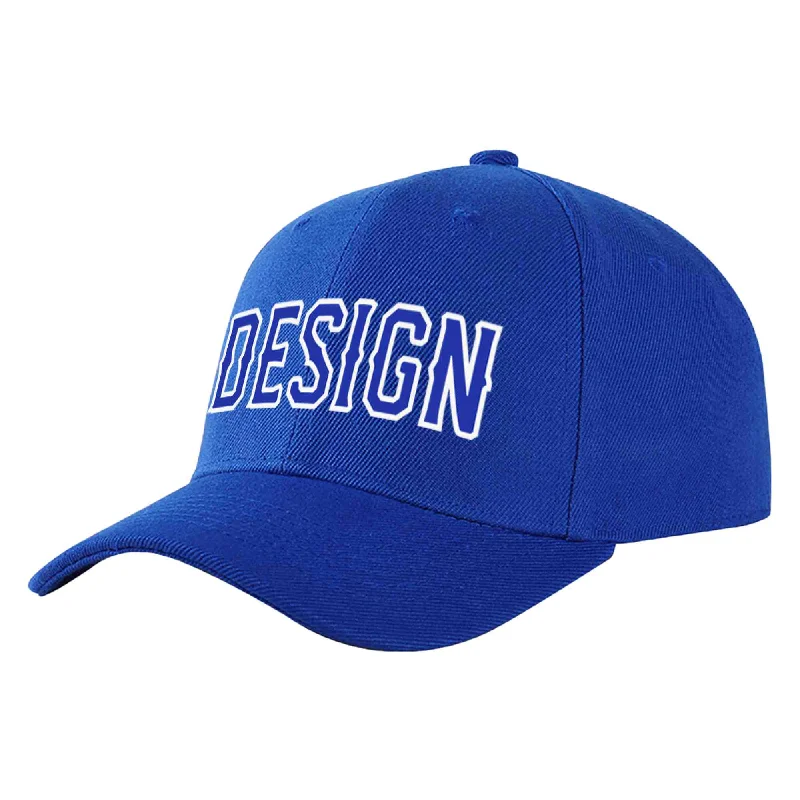 Polyester Baseball Cap-Custom Royal Royal-White Curved Eaves Sport Design Baseball Cap