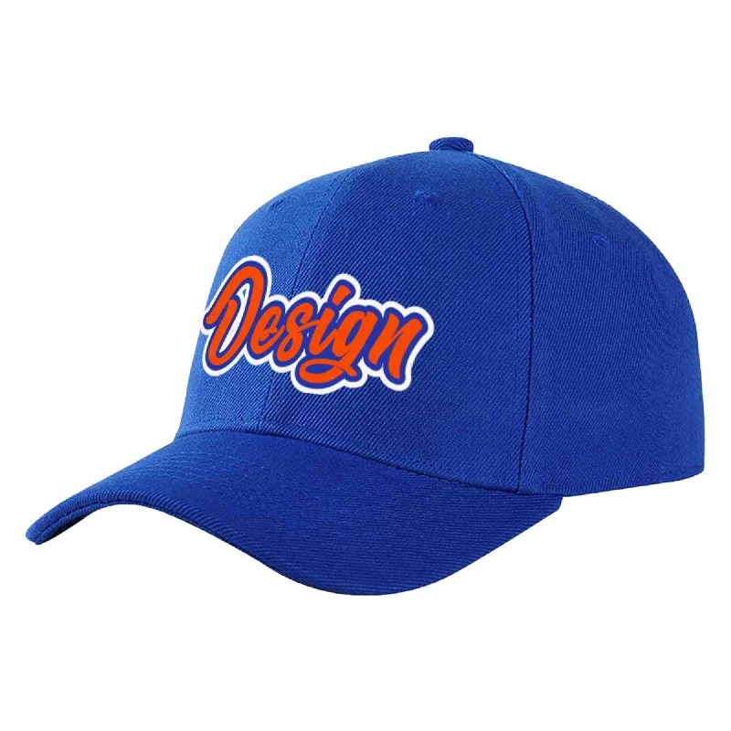 Valentine's Day Baseball Cap-Custom Royal Orange-Royal Curved Eaves Sport Design Baseball Cap