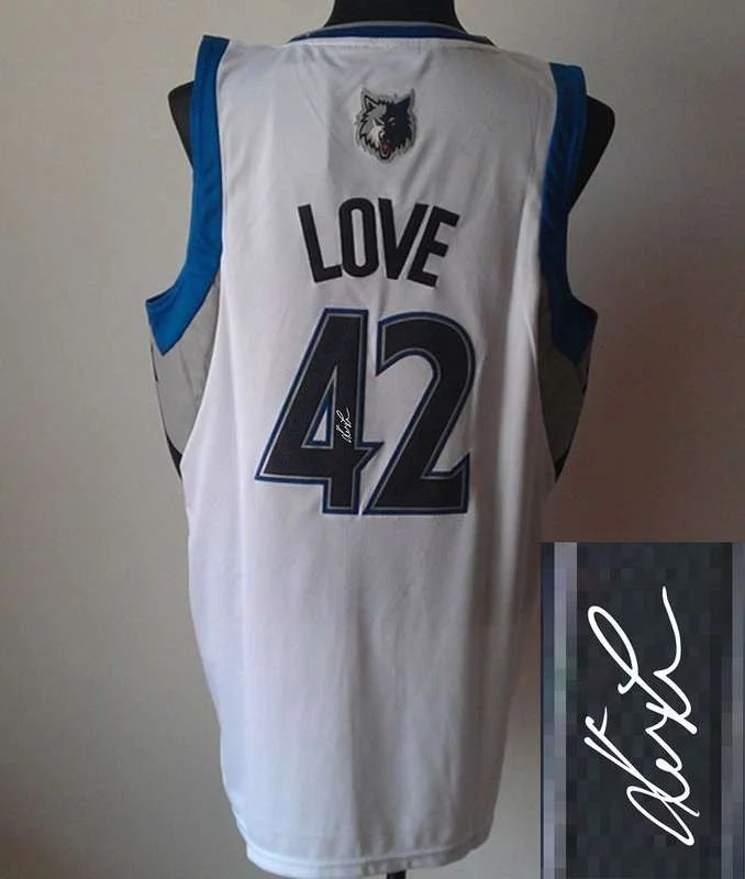 Custom Name Basketball Jersey-Timberwolves 42 Love White Signature Edition Basketball Jerseys