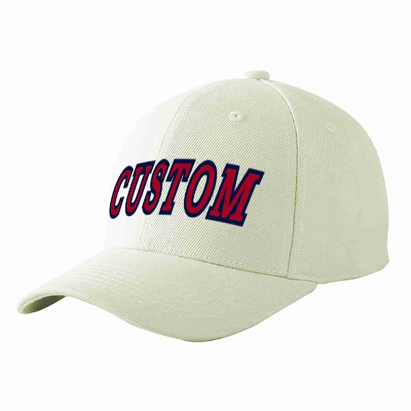 Safety Baseball Cap-Custom Cream Red-Navy Curved Eaves Sport Baseball Cap Design for Men/Women/Youth