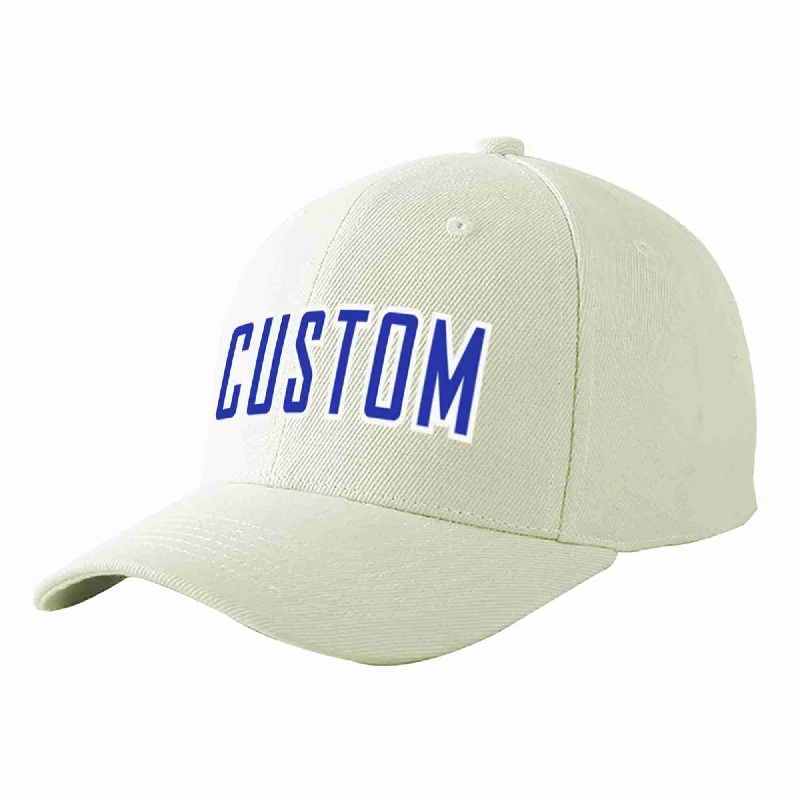 Trendy Baseball Cap-Custom Cream Royal-White Curved Eaves Sport Baseball Cap Design for Men/Women/Youth