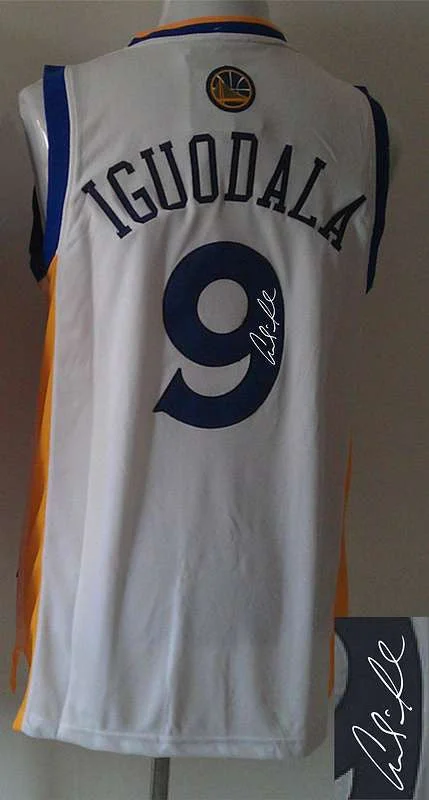 Authentic Basketball Jersey-Warriors 9 Iguodala White Signature Edition Basketball Jerseys