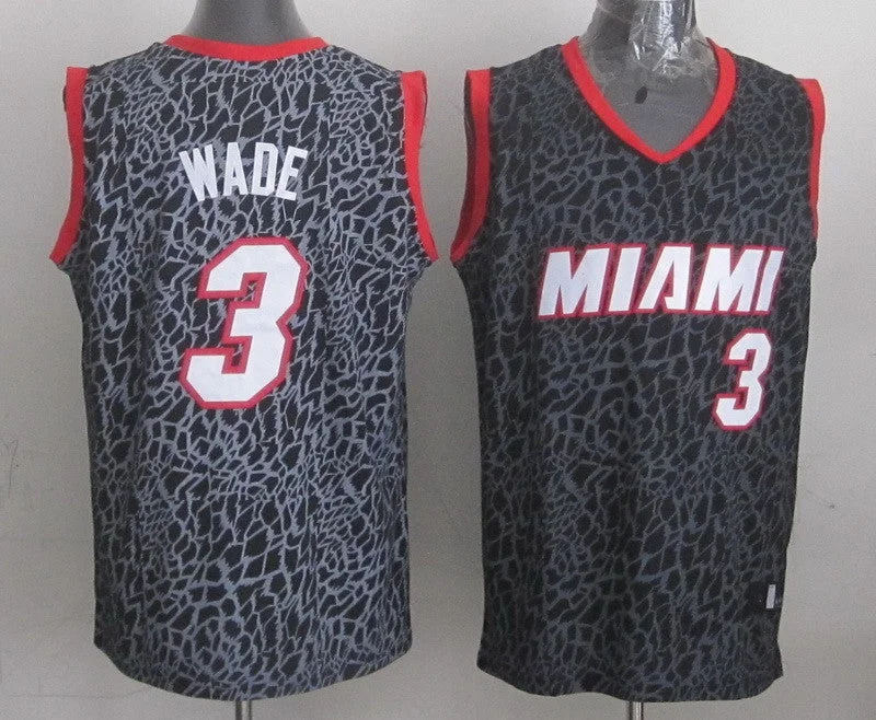 Throwback Basketball Jersey-Heat 3 Wade Black Crazy Light Swingman Basketball Jerseys