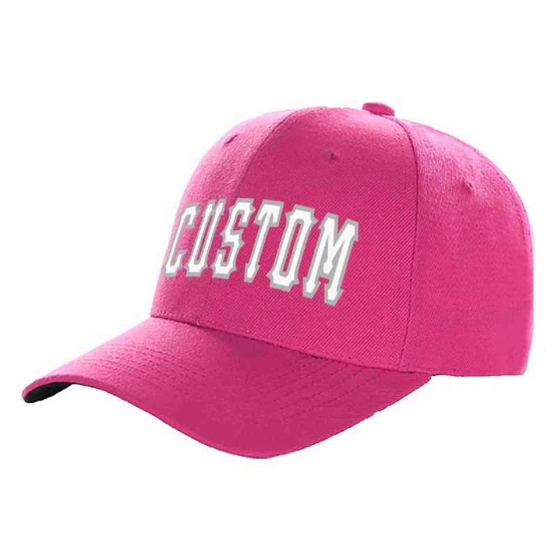 Bachelor Party Baseball Cap-Custom Rose Red White-Gray Curved Eaves Sport Baseball Cap Design for Men/Women/Youth