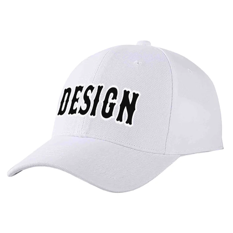 High Crown Baseball Cap-Custom White Black-White Curved Eaves Sport Design Baseball Cap