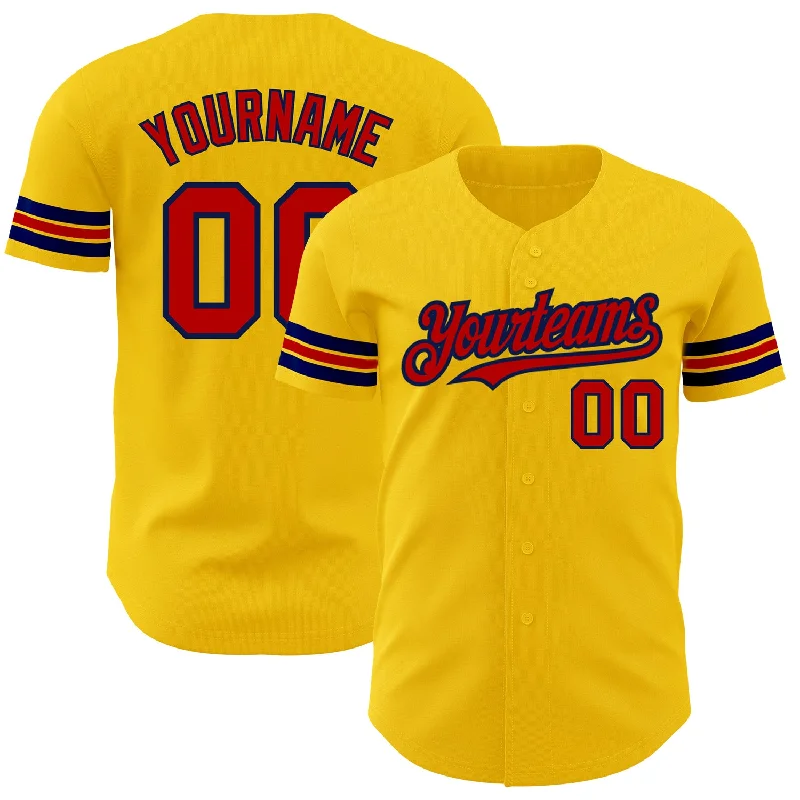 World Series Baseball Jersey-Custom Yellow Red-Navy Authentic Baseball Jersey