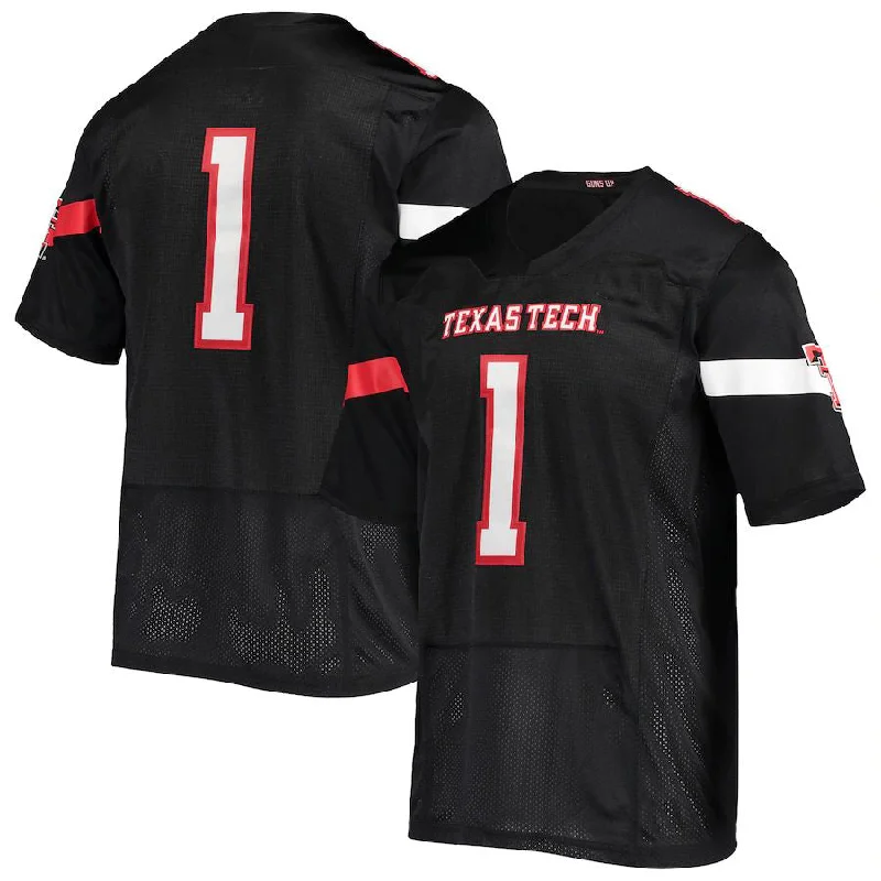 Weatherproof Football Jersey-#1 T.Tech Red Raiders Under Armour Team Premier Football Jersey - Black Stitched American College Jerseys