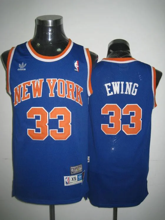 Basketball Team Uniform Jersey-Knicks 33 Ewing Blue Mesh Basketball Jerseys