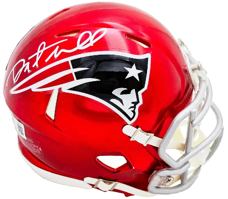 Training Camp Rugby Helmet-Danny Amendola Autographed New England Patriots Flash Red Speed Mini Helmet Beckett BAS Witness Stock #221077