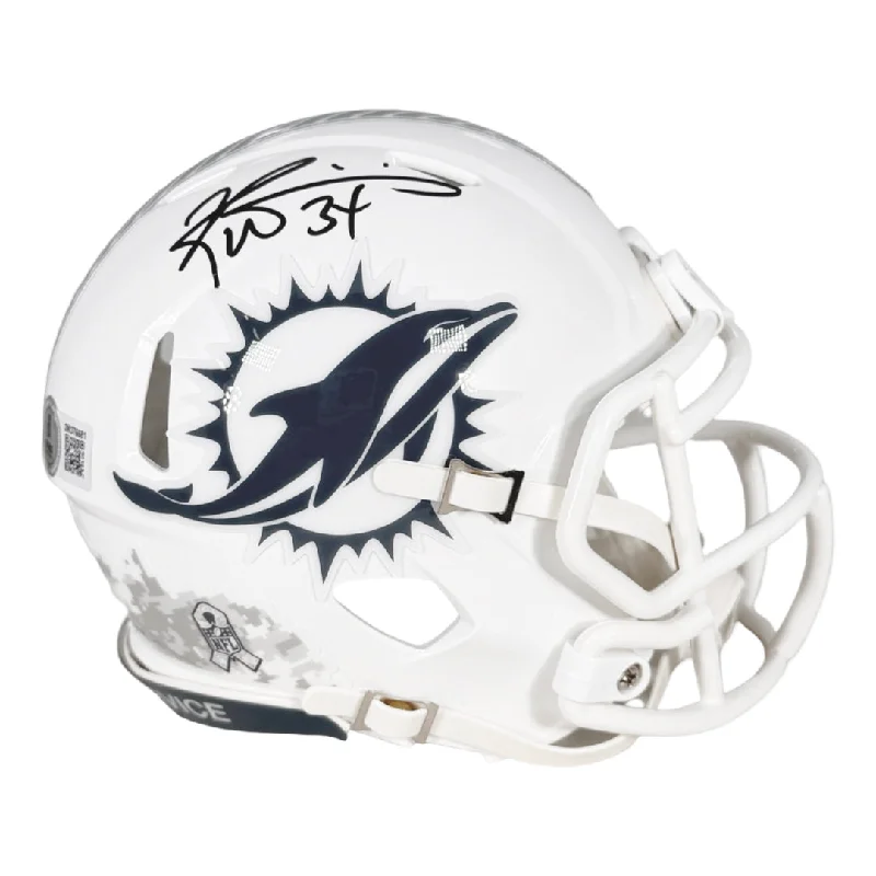 Personalized Rugby Helmet-Ricky Williams Signed Miami Dolphins Salute to Service 2024 Mini Football Helmet (Beckett)