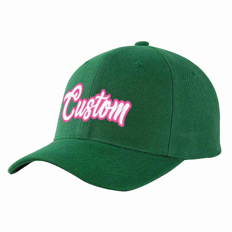 Tennis Baseball Cap-Custom Green White-Pink Curved Eaves Sport Baseball Cap Design for Men/Women/Youth