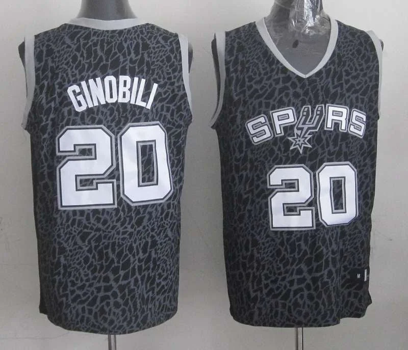 Youth Basketball Jersey-Spurs 20 Ginobili Black Crazy Light Swingman Basketball Jerseys