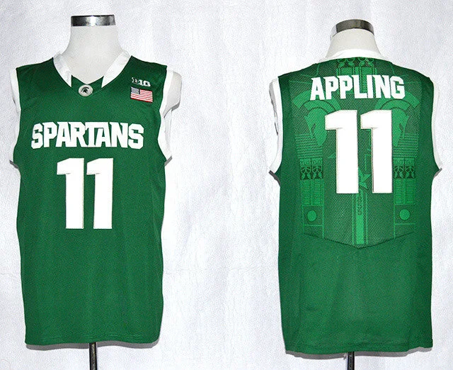 Team Basketball Jersey-Michigan State Spartans 11 Keith Appling Green Basketball Jersey