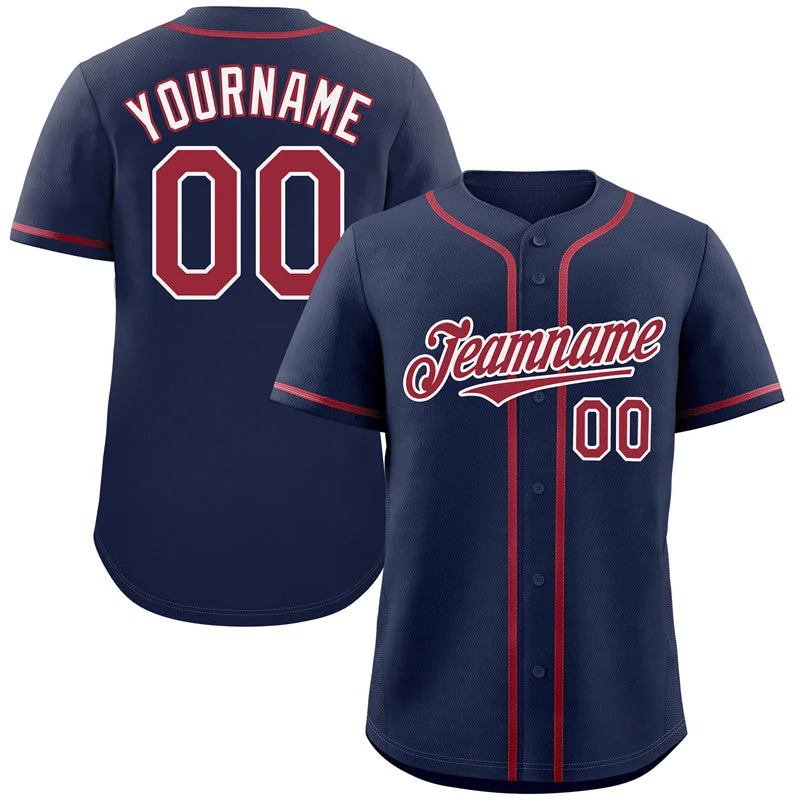 Casual Baseball Jersey-Custom Navy Red-White Classic Style Authentic Baseball Jersey