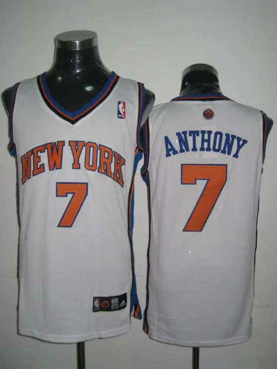 Slim Fit Basketball Jersey-Knicks 7 Anthony White Basketball Jersey