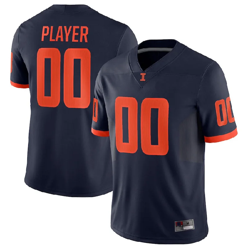 Summer Football Jersey-Custom I.Fighting Illini Pick-A-Player NIL Replica Football Jersey  Navy American Stitched College Jerseys