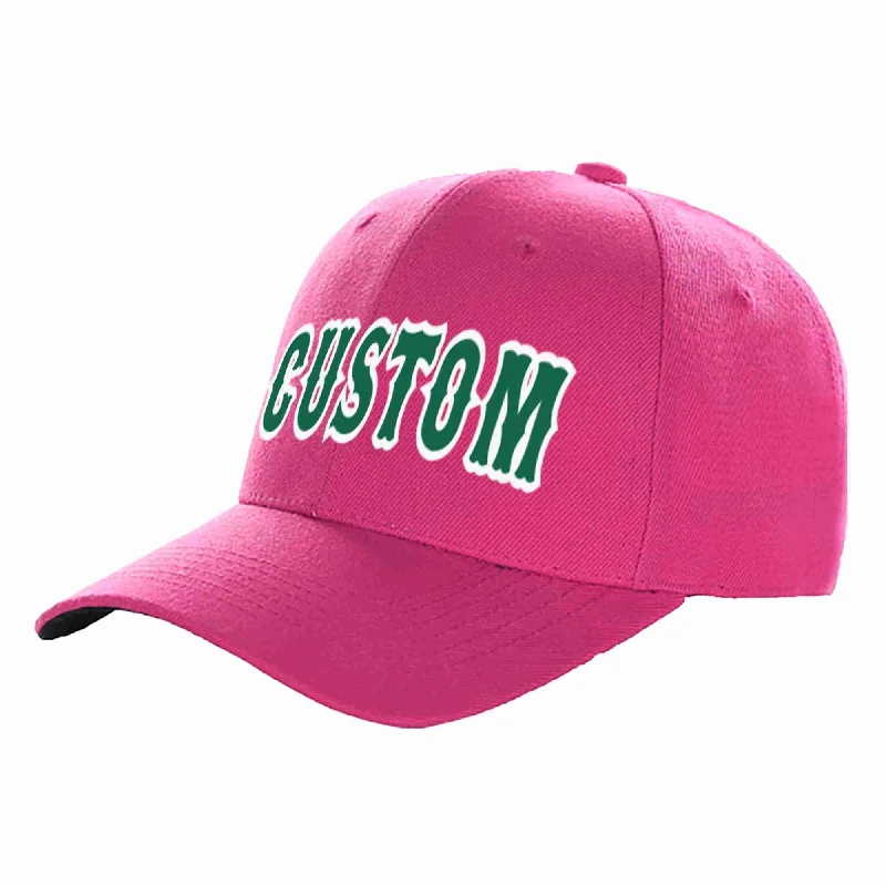 Mid Crown Baseball Cap-Custom Rose Red Kelly Green-White Curved Eaves Sport Baseball Cap Design for Men/Women/Youth