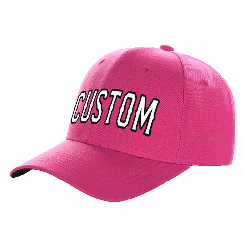 Reflective Baseball Cap-Custom Rose Red White-Black Curved Eaves Sport Baseball Cap Design for Men/Women/Youth