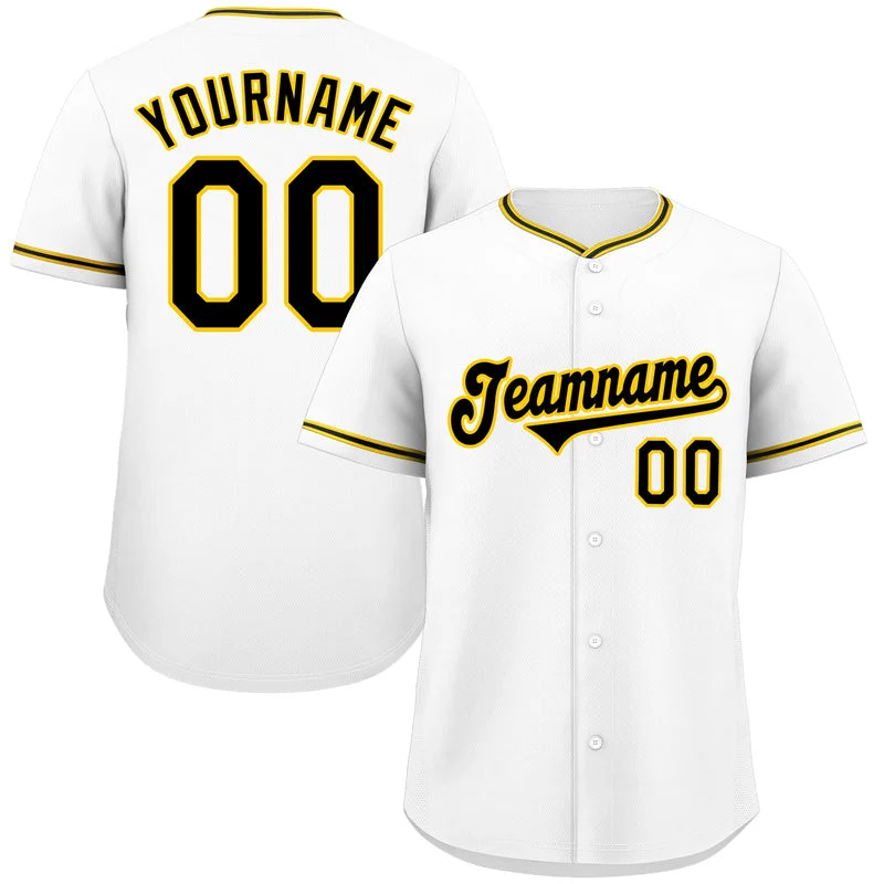 Championship Baseball Jersey-Custom White Black-Gold Classic Style Authentic Baseball Jersey