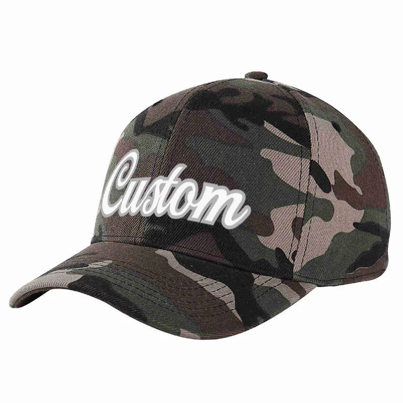 Love Baseball Cap-Custom Camo White-Gray Curved Eaves Sport Baseball Cap Design for Men/Women/Youth