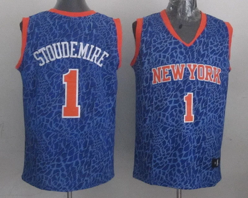 Charcoal Basketball Jersey-Knicks 1 Stoudemire Blue Crazy Light Swingman Basketball Jerseys