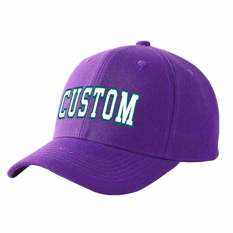 Tennis Baseball Cap-Custom Purple White-Aqua Curved Eaves Sport Baseball Cap Design for Men/Women/Youth