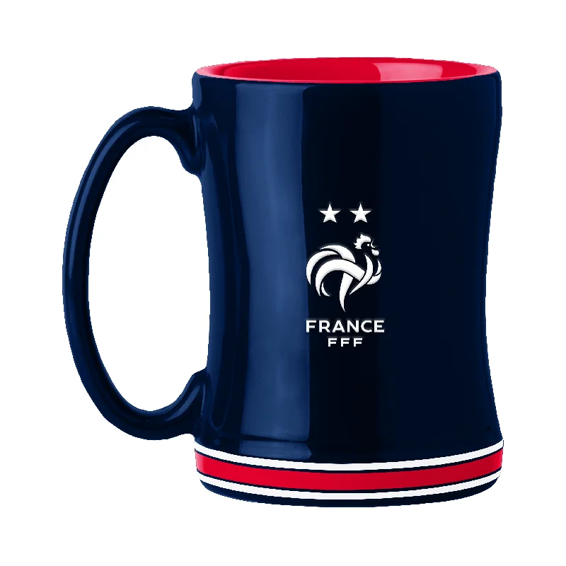 High School Team Mug-France Men's National Soccer 14oz Relief Mug