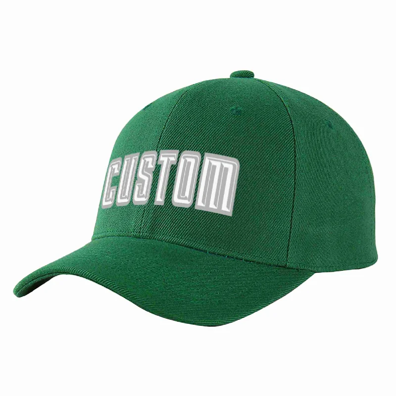 Women's Baseball Cap-Custom Green White-Gray Curved Eaves Sport Baseball Cap Design for Men/Women/Youth