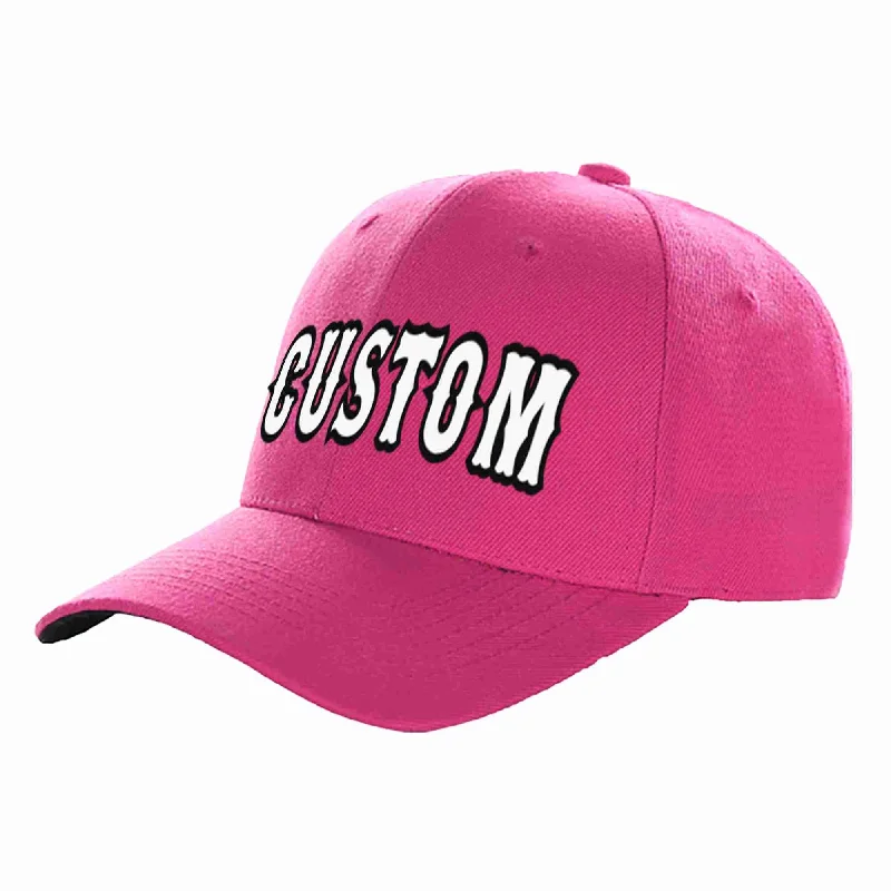 Nylon Baseball Cap-Custom Rose Red White-Black Curved Eaves Sport Baseball Cap Design for Men/Women/Youth