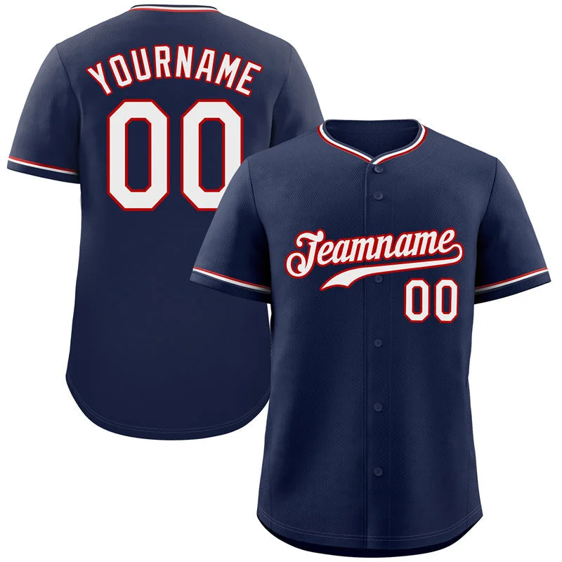 World Series Baseball Jersey-Custom Navy White-Red Classic Style Authentic Baseball Jersey